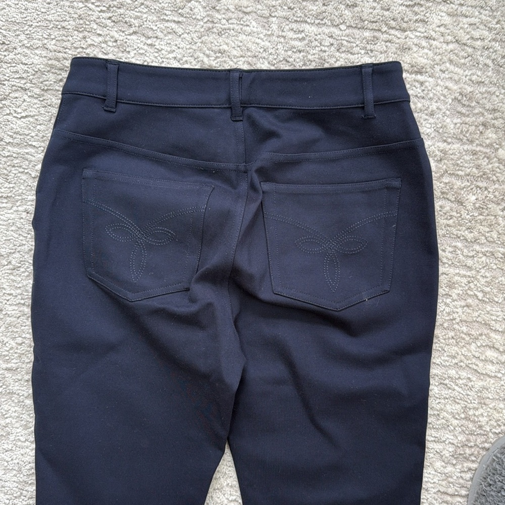 *LIKE NEW* Ted Baker Women's Navy Blue Stretch Ankle Pants w/ Chrome Accents - 1 - Picture 9 of 11